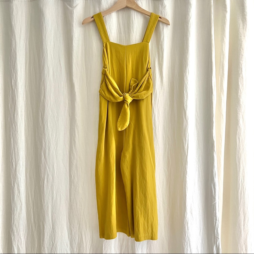 Lumiere Mustard Yellow Tie Midi Jumpsuit